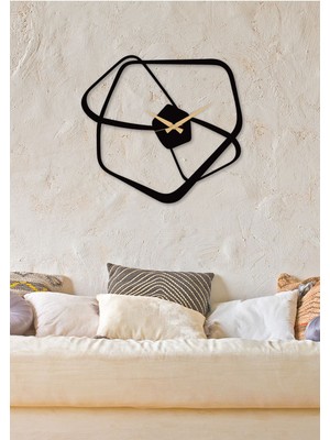 Fiyonk Metal Siyah Duvar Saati - Ev / Ofis Saati - Hediye Saat - 60 x 55 cm