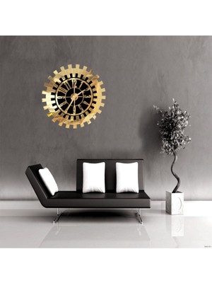 Dekoratif Piyano Duvar Saati Pleksi Ev Ofis ve Işyeri Için Gold