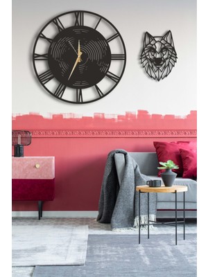 Dekoratif Duvar Saati 50X50CM + Aslanlı Tablo