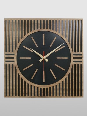 Lüks Modern Dekoratif Kare Ahşap Duvar Saati