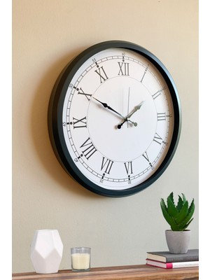 52 cm Siyah Metal Retro Dekoratif Duvar Saati