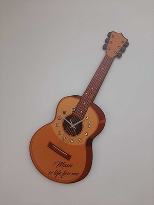 Gitar Model Genç Odası Duvar Saati Uv Baskı