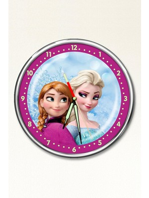 Çocuk Odası Premium Gece Parlayan Frozen Elsa Duvar Saati