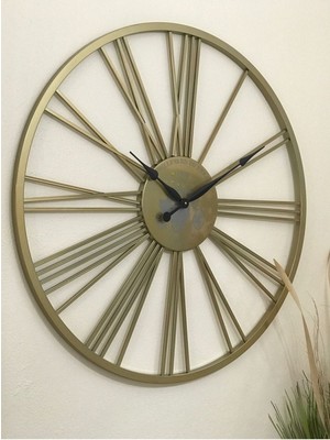 Ultima 2689 Parlak Gold Metal Roma Rakam Duvar Saati Özel Renk