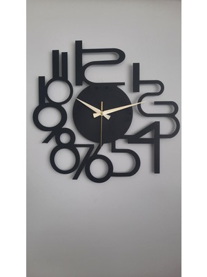 Modern Rakamlı Metal Siyah Duvar Saati - Hediye Saat- Ev / Ofis Saati - 60 x 60 cm