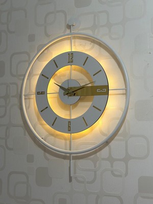 Metal Camlı Duvar Saati (60X80 cm Büyük Boy) Işıklı Gerçek Cam Duvar Saati Modern Tasarım