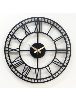 Siyah Mdf 6 mm Dekoratif Duvar Saati 50CM Şıkşoktan