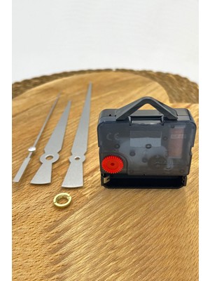 Duvar Saati Mekanizması Göbeği, Akrep Yelkovan Saniye, Akar, Askılı, 14 mm Şaft, Yüksek Tork, Gümüş