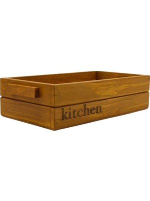 Ahşap Mutfak Organizer 30x15 cm, El Yapımı, Minimalist ve Dekoratif Düzenleyici Kitchen Organizer