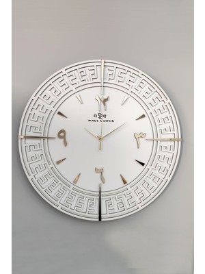 Arapça Rakam Tangled Lines Beyaz & Gold Türkçe Rakam 50X50CM Sessiz Duvar Saati