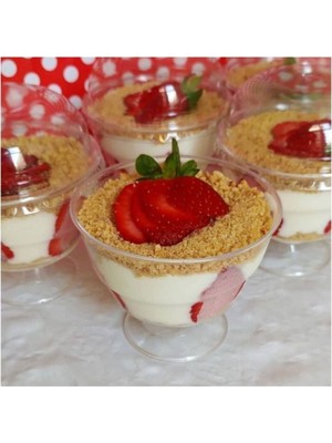 Luxury 10 Lu Magnolia Ayaklı Mika Kase + Plastik Kapak -Dondurma Magnolya Tatlı Kase 1 Adet