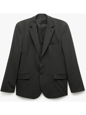 Koton Uzun Kollu Viskon Karışımlı Düğmeli Mono Yaka Blazer Ceket
