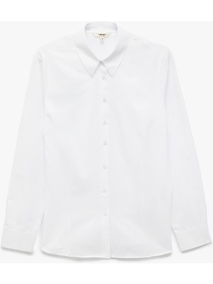 Koton Pamuklu Klasik Yaka Uzun Kollu Poplin Gömlek