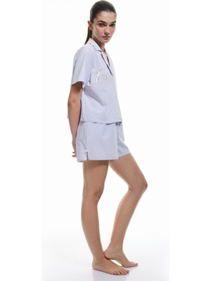 Koton Bol Kalıp Fiyonk Detaylı Çizgili Şort Pijama Altı