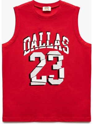 Koton Baskılı Bisiklet Yaka Kolsuz Pamuklu Atlet