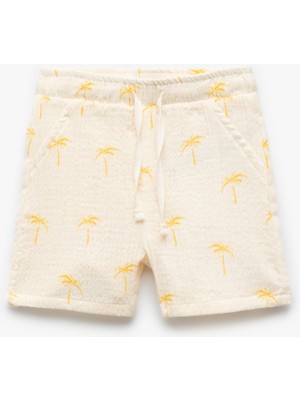 Koton Palmiye Baskılı Beli Bağcıklı Pamuklu Şort
