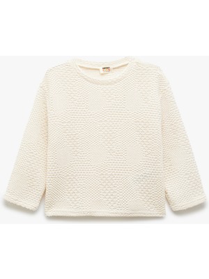 Koton Bisiklet Yaka Uzun Kollu Pamuk Karışımlı Sweatshirt