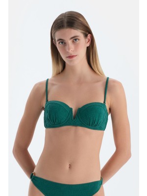Koyu Yeşil Straplez Bikini Üst