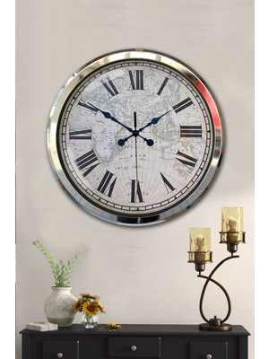 52 cm Krom Metal Duvar Saati