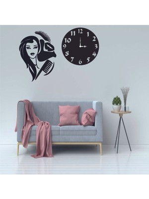 Bayan Kuaför Modeli Dekoratif Duvar Saati