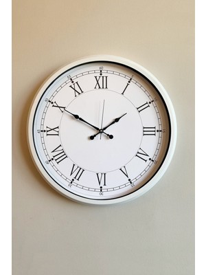 52 cm Beyaz Metal Retro Dekoratif Duvar Saati