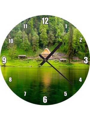 Dağ Gölü Sık Orman ve Şirin Kulübe Duvar Saati (Çap 30X30 cm