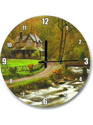 Dere Ev Yol Doğa Duvar Saati (Çap 30X30 Cm)