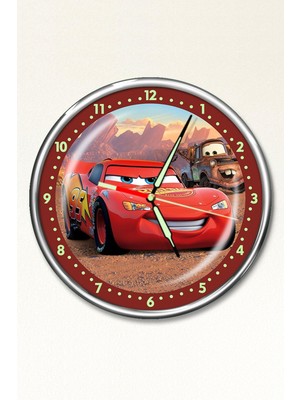 Premium Gece Parlayan Şimşek Mcqueen Çocuk Odası Duvar Saati