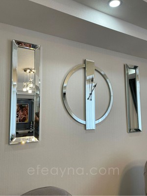 Yüzük-3'lü Gümüş Duvar Saati & Yan Ayna Seti