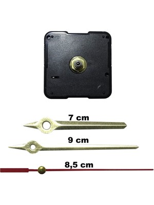 Duvar Saati Mekanizması Akar Sessiz 1. Sınıf Askısız 14MM Gold - Kırmızı Saniye