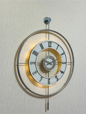 Metal Camlı Duvar Saati Krom Toz Boya 60X80CM Büyük Boy Işıklı Gerçek Cam Duvar Saati Modern Tasarı