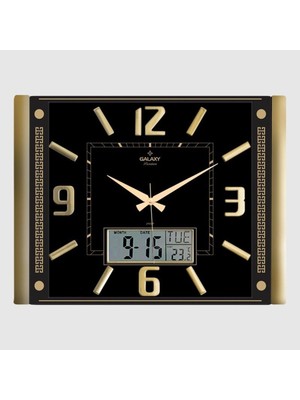 Renkstore Premium Takvimli Termometreli Büyük Kabartma Rakamlı Lüks Duvar Saati