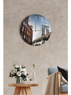 Çap 37 cm Manhattan Dekoratif Cam Duvar Saati