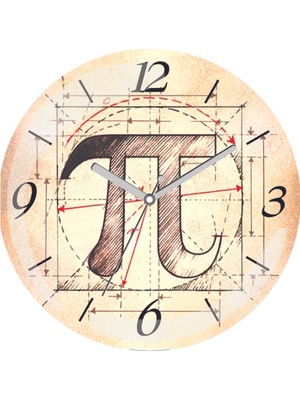 Pi Matematik Sessiz Akar Bombeli Gerçek Cam Duvar Saati