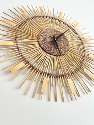 60 cm El Yapımı Doğal Bambu Dekoratif Duvar Saati