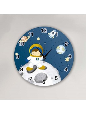 Bilge Duvar Saati, Çocuk Odası Dekoratif Ahşap Duvar Saati