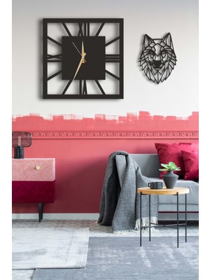 Dekoratif Duvar Saati 50X50CM + Kurtlu Tablo