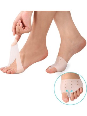 Jetfast Beyaz Ayak 5 Parmak Parmağı Ayıran Silikon Makaralı Bunyon Makaralı Parmak Ayırıcı Nasır Koruyucu