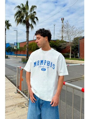 Memphis Baskılı Ekru Tişört