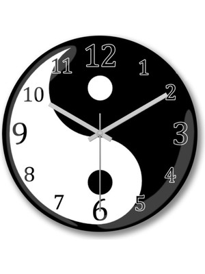 Ying Yang Tasarım Duvar Saati Bombeli Gercek Cam---Ücretsiz