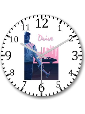 Ryan Gosling Drive Duvar Saati Bombeli Gercek Cam