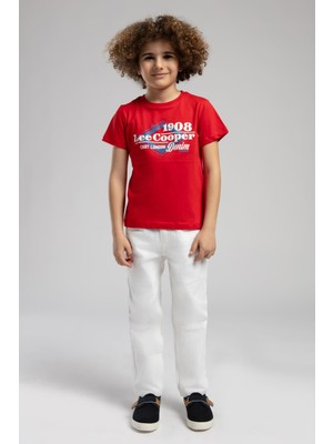 Lee Cooper Bangor Erkek Çocuk %100 Pamuk T-Shirt Kırmızı