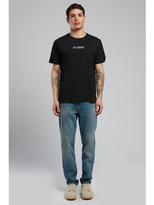 Lee Cooper Maxwell Erkek %100 Pamuk O Yaka T-Shirt Siyah