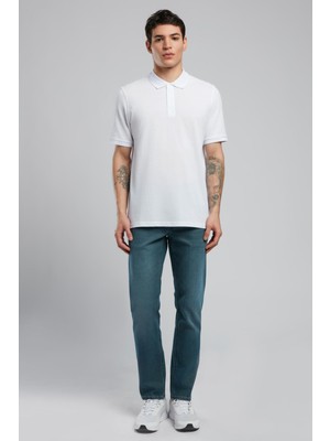 Lee Cooper Twins Erkek %100 Pamuk Polo Yaka T-Shirt Beyaz