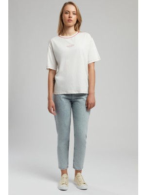 Lee Cooper Marlyn Yüksek Bel Rahat Kesim Daralan Paça %100 Pamuk Mavi Kadın Jean Pantolon