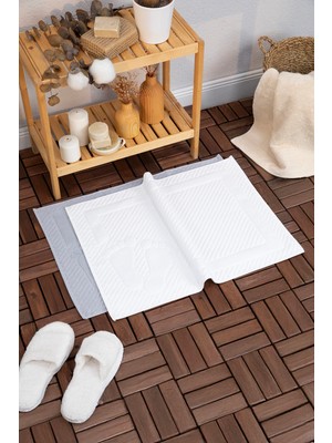 Favora Leoline %100 Pamuk Premium 2li Ayak Havlusu - Gri - Beyaz