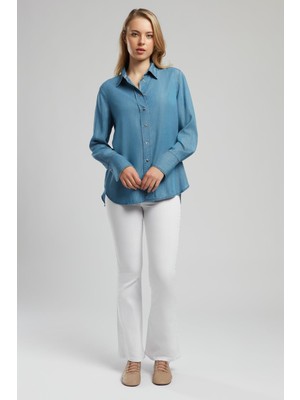 Lee Cooper Luna Yüksek Bel İspanyol Paça Kesim Geniş Paça Kidman White Kadın Jean Pantolon