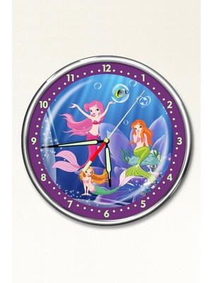 Premium Gece Parlayan Deniz Kızı Çocuk Odası Duvar Saati
