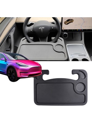 Tesla Model Y / Model 3 Direksiyona Takılan Portatif Masa, Siyah Renk