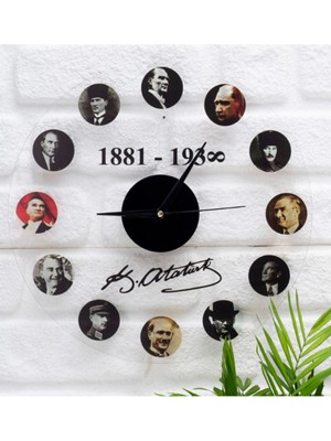 Deepcraft Dekoratif Şeffaf Akrilik Sessiz Akar Duvar Saati Salon,mutfak,ofis,çocuk Odası Saati - At